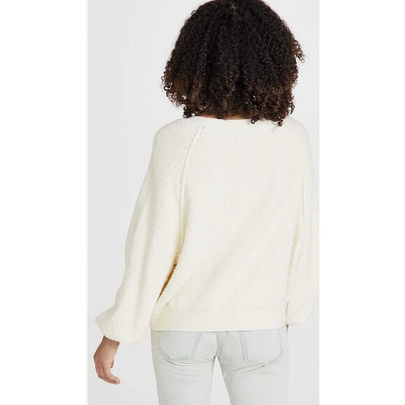 Free People Women's Found My Friend Pullover Sweater Cream Boho Top Boucle Sz M - Picture 3 of 10